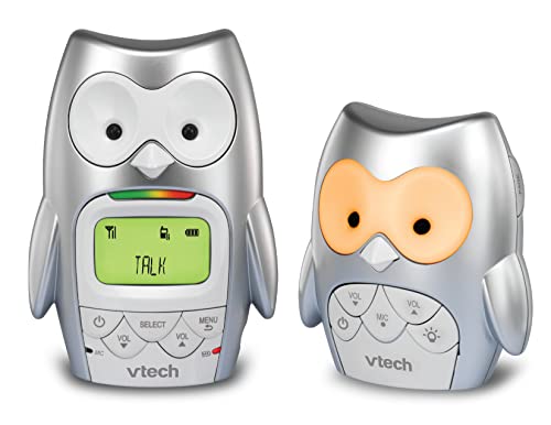 VTech Owl DECT 6.0 Digital Audio Baby Monitor with Night Light, 1 Parent Unit, Silver & White, DM225