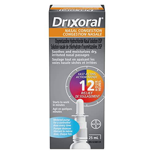 Drixoral Nasal Congestion Spray, Soothes and Moisturizes Dry and Irritated Nasal Passages, 25ml