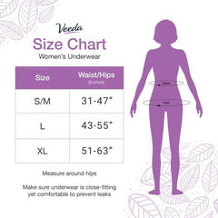 Veeda Natural Premium Incontinence Underwear for Women, Maximum Absorbency, Large Size, 24 count