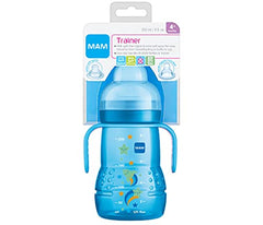 MAM Training Cup (1 Count), MAM Sippy Cup, Drinking Cup for Babies With Spill-Free Spout and Non-Slip Handles, For Boys, 8 Ounces, Blue