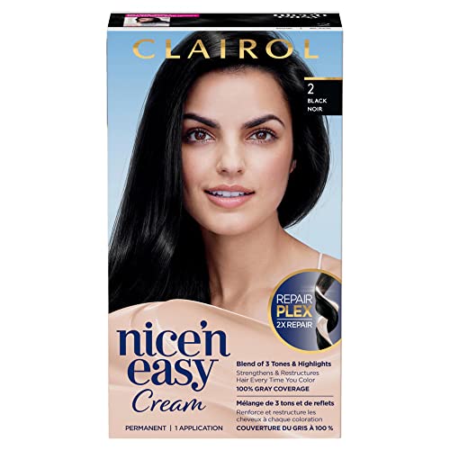 Clairol Nice'n Easy Permanent Hair Dye, 2 Black Hair Color, 1 Count