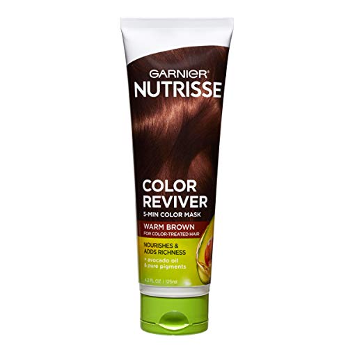 Garnier Nutrisse 5 Minute Nourishing Color Hair Mask with Triple Oils Delivers Day 1 Color Results, for Color Treated Hair, Warm Brown, 4.2 fl. Oz