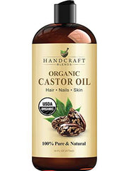 Handcraft Organic Castor Oil for Hair Growth, Eyelashes and Eyebrows - 100% Pure and Natural Carrier Body Oil for Aromatherapy,Moisturizing, Massage - 16 fl. Oz