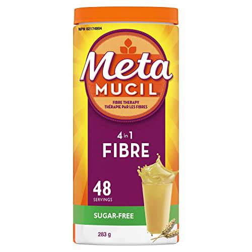 Metamucil, Daily Psyllium Husk Powder Supplement, Sugar-Free, 4-in-1 Fiber for Digestive Health, Unflavoured Smooth Flavored Drink, 48 Servings, (Packaging May Vary)