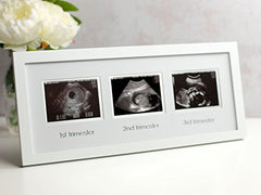 Pearhead Triple Sonogram Pregnancy Keepsake Frame, Watch Baby Grow Through all Three Trimesters - Great Gift For Expecting Parents, White