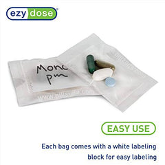 EZY DOSE Disposable Pill, Vitamin, and Medicine Organizer Pouches, Zippered Seal Bags, 400 Count White