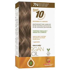 One n Only Argan Oil Fast 10 Permanent Hair Color Kit - 7N Natural Medium Blonde Hair Color Unisex 1 Pc