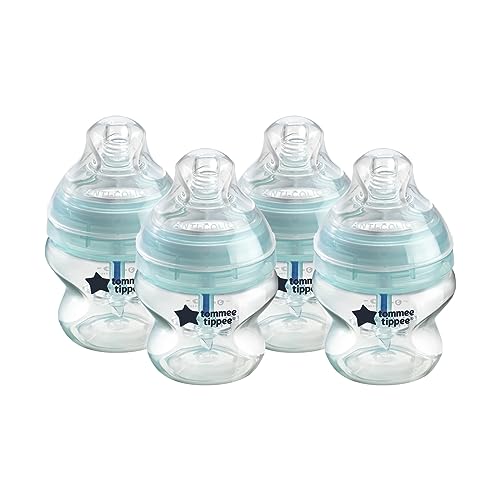 Tommee Tippee Advanced Anti-Colic Baby Bottle, Slow Flow Breast-Like Nipple, Heat-Sensing Technology, BPA-Free, 5 Ounce, 4 Count