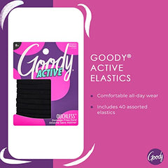 GOODY Seamless Sweatstretch Elastics, Black, 8 Ct.