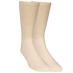 Truform Diabetic Socks for Men and Women, Medical Style Crew Length, Mid Calf Height, 3 Pairs, Tan, X-Large