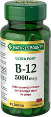 Nature's Bounty Ultra Vitamin B12 Supplement, Helps Maintain Good Health, 5000 Mcg, 45 Tablets