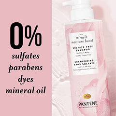 Pantene Shampoo with Rose Water, Sulfate Free, Nutrient Blends Miracle Moisture Boost, 440 mL