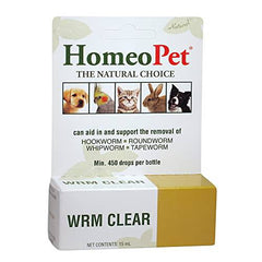 HomeoPet WRM Clear, Natural Worm Treatment for Dogs, Cats, and More, 15 Milliliters