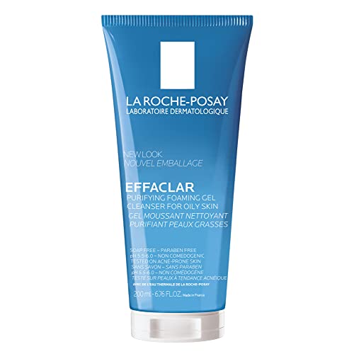 La Roche-Posay Gel Face Cleanser, Effaclar Purifying Foaming Gel Cleanser for Oily Skin and Sensitive Acne-Prone Skin, Alcohol-Free & Soap-Free, 200ml (Packaging may vary)