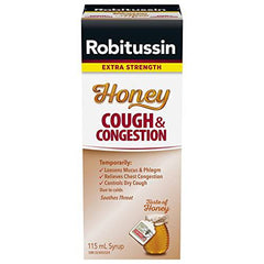 Robitussin Extra Strength Honey Cough & Congestion Syrup, 115 mL