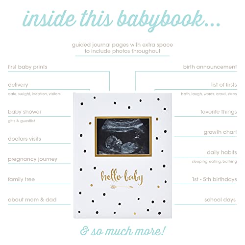 Pear Head Sonogram Baby Memory Book, Black and Gold Polka Dot (72028)