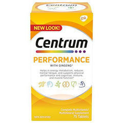 Centrum Performance Multivitamins/Minerals Supplement for Men & Women with Ginseng for Energy, 75 Tablets (Packaging May Vary)