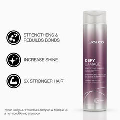 Joico Defy Damage Protective Shampoo, for Dry Damaged Hair, Cleanses Curly, Colored, or Frizzy Hair, with Moringa Seed Oil, Sulfate Free, 300 mL