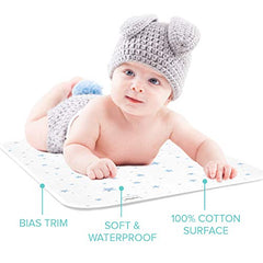 Kushies Deluxe Waterproof Changing Pad Liners - 20 x 30 inches Baby Changing Table Liners - Baby Changing Pads - Diaper Changing Flat Liner Pad Waterproof Portable (White w/Blue Stars)