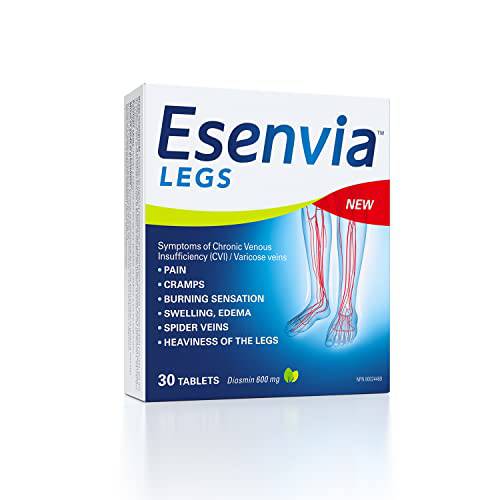 Esenvia Legs Chronic Venous Insufficiency Relief Tablets 34g - Helps Relieves signs and symptoms of Varicose Veins, Spider Veins, Heaviness of the legs,Pain, Swelling, Burning Sensation - 30 Count