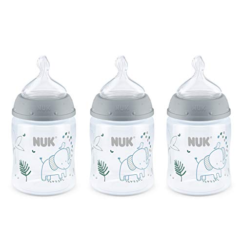 NUK Smooth Flow Bottle, Woodland, 5OZ, 3 Pack - Grey Elephant