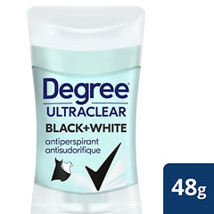 Degree UltraClear Black+White Antiperspirant Stick Deodorant for 72 hour sweat and odour protection anti-stains 48 g