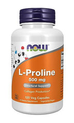 NOW Supplements L-Proline 500mg Capsules, 120 Count