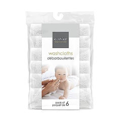 Kushies Baby Washcloths 6-Pack - White Washcloths for Face & Body - Ultra Soft Baby Washcloths/Towels - Newborn Baby Wash Cloth - Mini Baby Towel