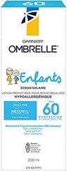 Garnier Ombrelle Kids Sunscreen Lotion, SPF 60, Hypoallergenic, Water & Sweat Resistant, Fragance Fee, 200mL