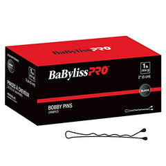 BaBylissPRO 2 Inch Crimped Bobby Pins, 1 Pound Box, Black