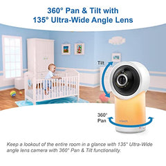 VTech 2 Camera 1080p Smart WiFi Remote Access 360 Degree Pan & Tilt Video Baby Monitor with 5” High Definition 720p Display, Night Light, RM5766-2HD