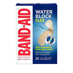 Band-Aid Brand Water Block Flex Adhesive Bandages - Self Adhesive Wound Care Skin Dressing - One Size, 20 Count