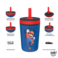 Zak Designs The Super Mario Bros. Movie Kelso Toddler Cups for Travel or at Home, 15oz 2-Pack Durable Plastic Sippy Cups with Leak-Proof Design is Perfect for Kids (Mario & Luigi)