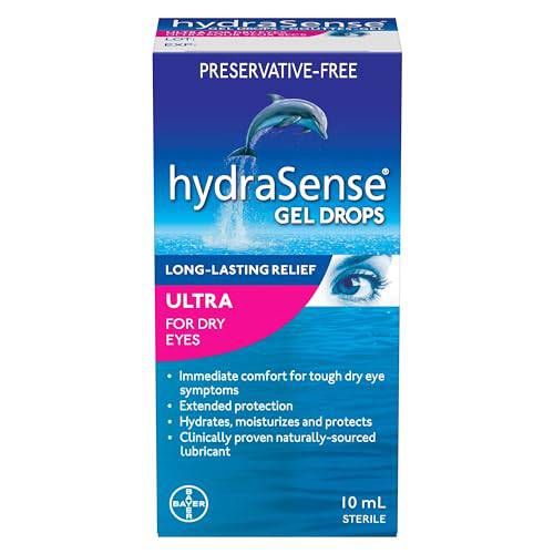 hydraSense Ultra Eye Drops For Dry Eyes - Preservative Free Eye Drops, Gel Drops For Immediate Comfort And Extended Protection, Dry Eye Relief, Naturally Sourced, Can Use With Contacts, 10mL