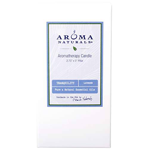 Aroma Naturals Essential Oil Scented Pillar Candle, Tranquility, 2.75 Inch X 5 Inch, Lavender, 1 Pound