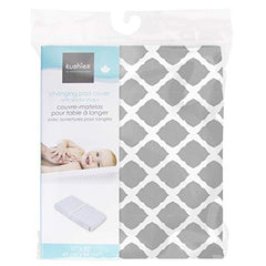 Kushies Baby Contour Change Pad Cover Ultra Soft 100% Cotton Flannel, Made in Canada, Grey Lattice