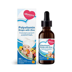 Allmoms - Polyvitamin Drops with Zinc, 50ml - 9 Essential Vitamins and Minerals for Healthy Growth and Development in Toddlers - Immunity Boost, Appetite, Vision Care and Brain Health - 1 to 3 Years