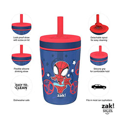 Zak Designs Marvel Spider-Man Kelso Toddler Cups for Travel or at Home, 15oz 2-Pack Durable Plastic Sippy Cups with Leak-Proof Design is Perfect for Kids (Spidey and His Amazing Friends)