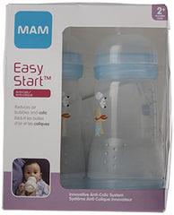 MAM Easy Start Anti-Colic Bottle 9oz (2 count), MAM Baby Bottle with Medium Flow Nipple, Breastfed Baby Feeding Essentials, Boy ( Packaging May Vary )