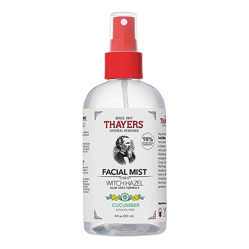 THAYERS Alcohol-Free Witch Hazel Cucumber Face Mist Toner Skin Care with Aloe Vera, Natural Gentle Facial Toner, for All Skin Types, 237mL