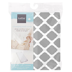 Kushies Changing Pad Cover for 1" pad, 100% breathable cotton, Made in Canada, Grey Lattice