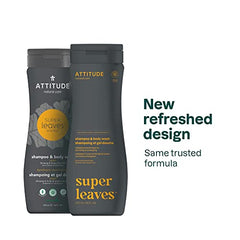 ATTITUDE 2in1 Shampoo and Body Wash, EWG Verified, Plant and Mineral-Based Ingredients, Vegan and Cruelty-free Personal Care Products, Nourishing and Energizing, Ginseng and Grapeseed Oil, 473 ml