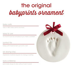 Pearhead 2-Pack Babyprints Handprint and Footprint Holiday Ornament Kit with Red Ribbon to Capture Baby's Prints