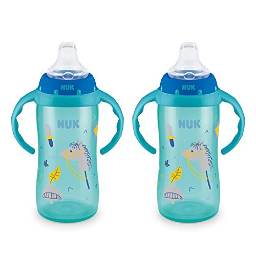 NUK Large Learner Cup, 10oz, 2 Pack, 8+ Months, Blue Teal