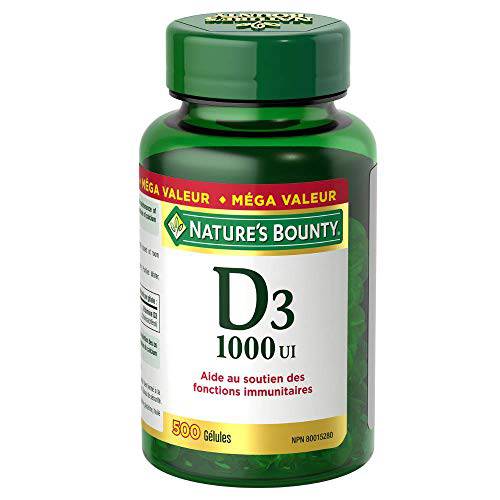 Nature's Bounty Vitamin D3 Pills and Supplement, Helps Support Immune Function, 1000iu, 500 Softgels