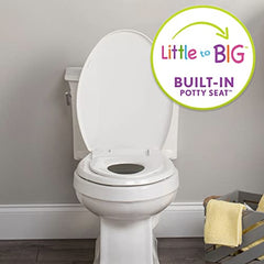 Little2Big 1881SLOW 000 Toilet Seat with Built-in Potty Training Seat, Slow-Close, and Will Never Loosen, Elongated, White