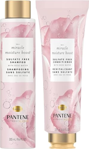 Pantene Nutrient Blends Miracle Moisture Boost Rose Water Shampoo and Conditioner Dual Pack for Dry Hair, Sulfate Free