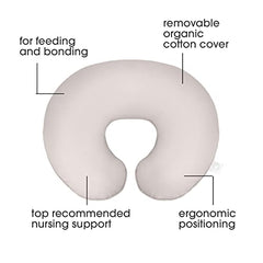 Boppy Nursing Pillow Organic Original Support, Sand, Ergonomic Nursing Essentials for Bottle and Breastfeeding, Firm Hypoallergenic Fiber Fill, with 100% Organic Cotton Nursing Pillow Cover