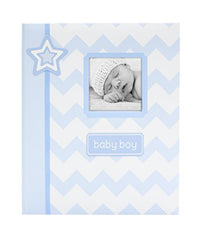 Lil' Peach Chevron Baby Memory Book, Blue