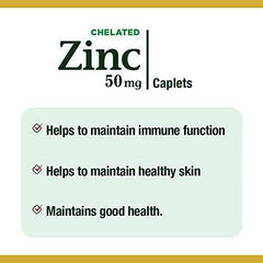 Nature's Bounty Zinc Supplement, Helps Maintain Immune Function, 50mg, 100 caplets, Multi-colored